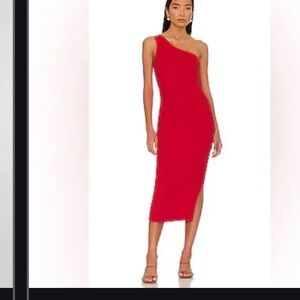 Michael Stars red cotton ribbed dress a symmetrical size large